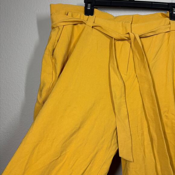 Halogen Plus Size 16 Belted Slim Ankle Paperbag Pants Yellow Mineral High Waist - Picture 6 of 10